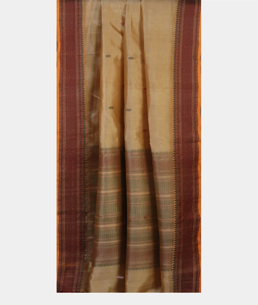 Beige Silk Cotton Saree T4603672