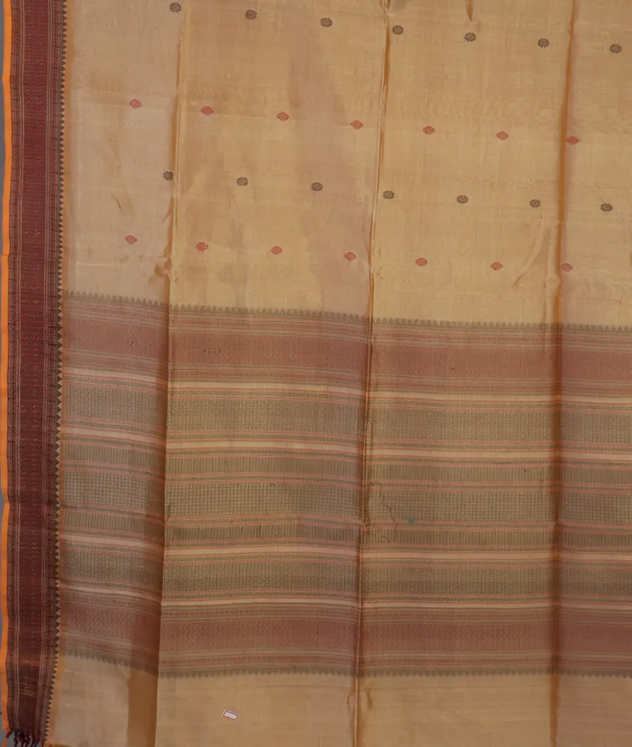 Beige Silk Cotton Saree T4603674