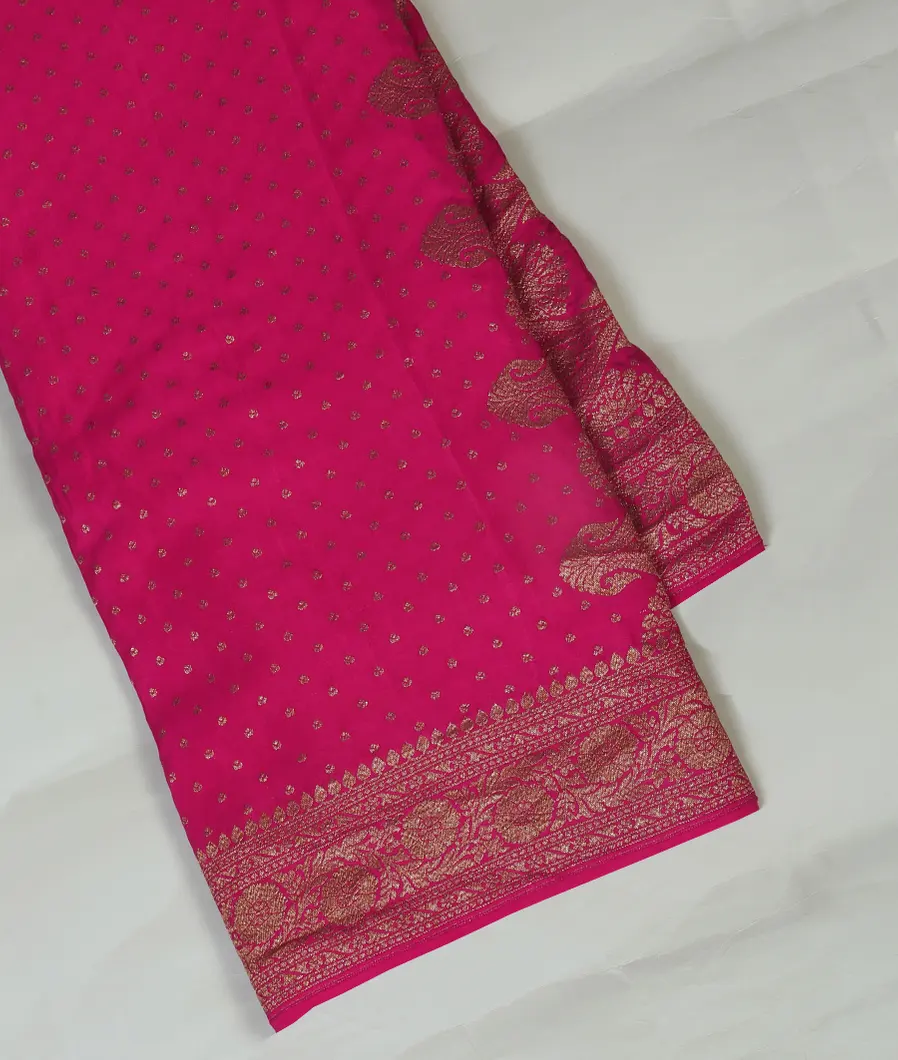 Pink Banaras Crepe Silk Saree T459543-image