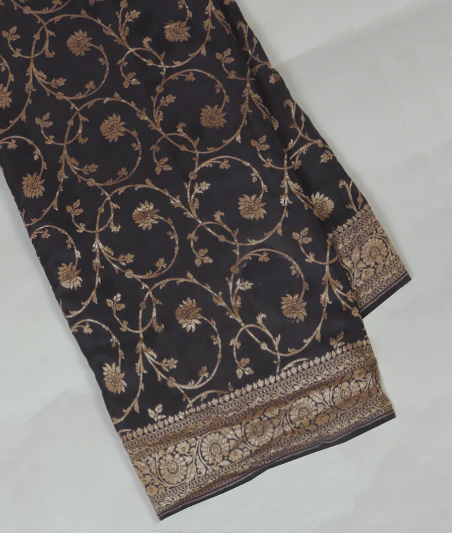 Black Banaras Crepe Silk Saree T459637-image