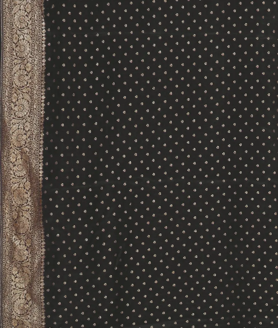 Black Banaras Crepe Silk Saree T4596373