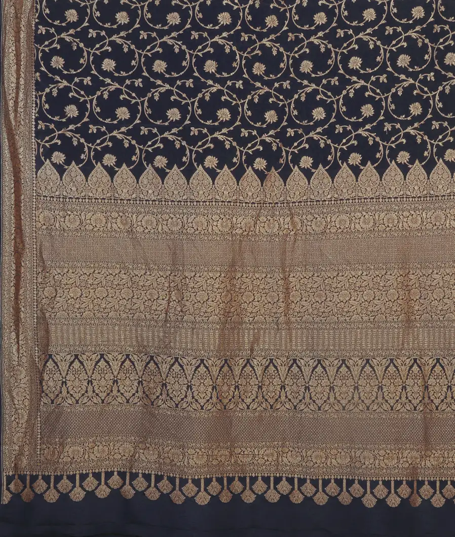 Black Banaras Crepe Silk Saree T4596374