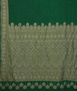Green Banaras Crepe Silk Saree T4596084