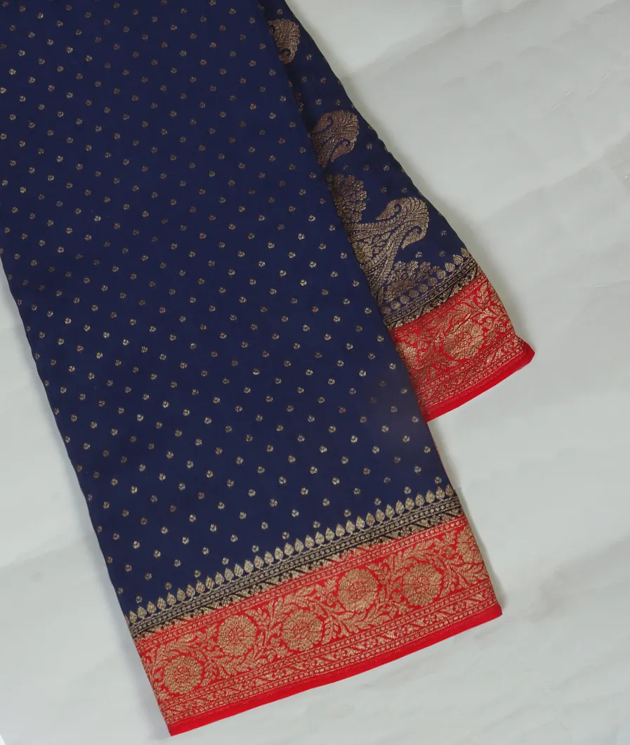 Blue Banaras Crepe Silk Saree T459556-image