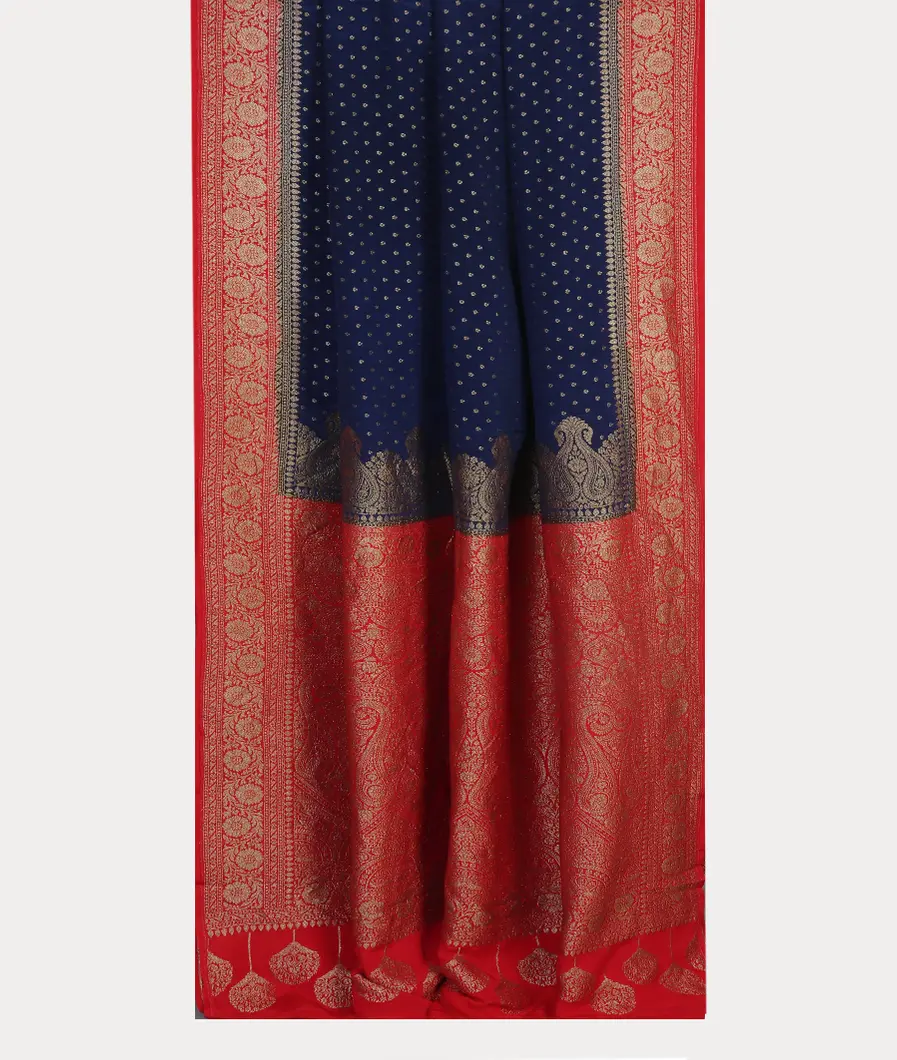 Blue Banaras Crepe Silk Saree T4595562