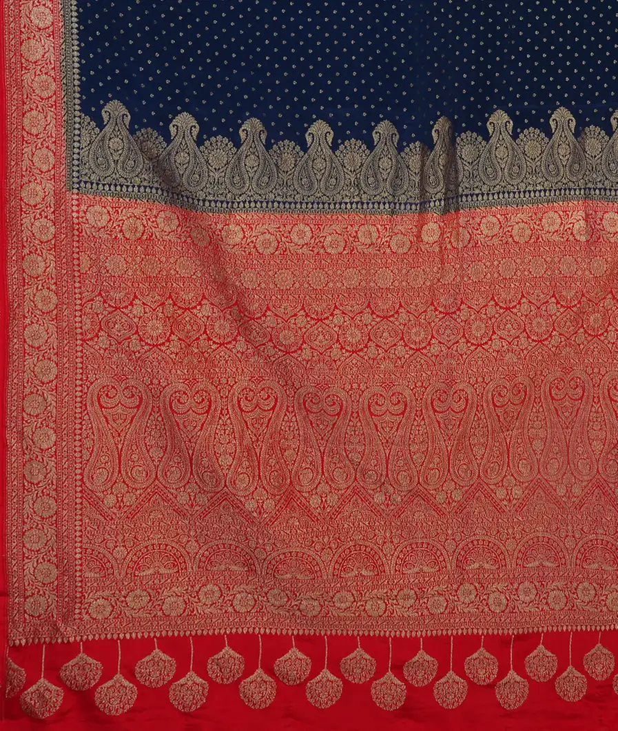 Blue Banaras Crepe Silk Saree T4595564