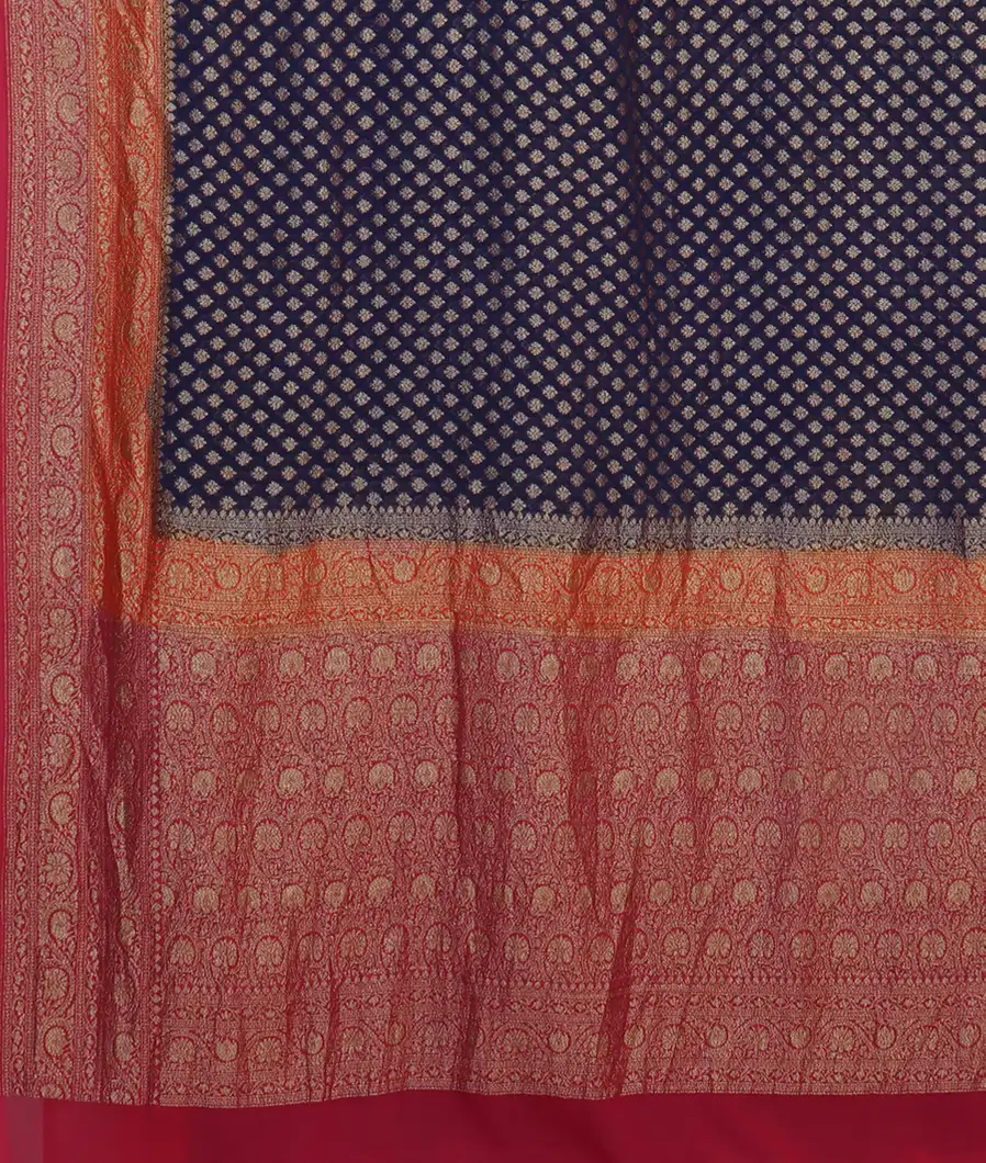 Midnight Blue  Banaras Georgette Silk Saree T4595334