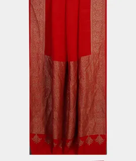 Red Mysore Crepe Silk Saree T4595542