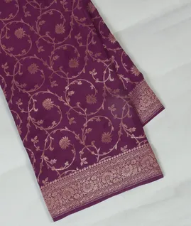 Purple Banaras Crepe Silk Saree T4596281