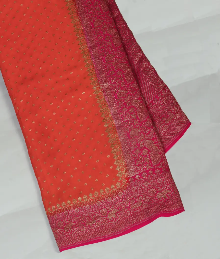 Orange Banaras Crepe Silk Saree T459598-image