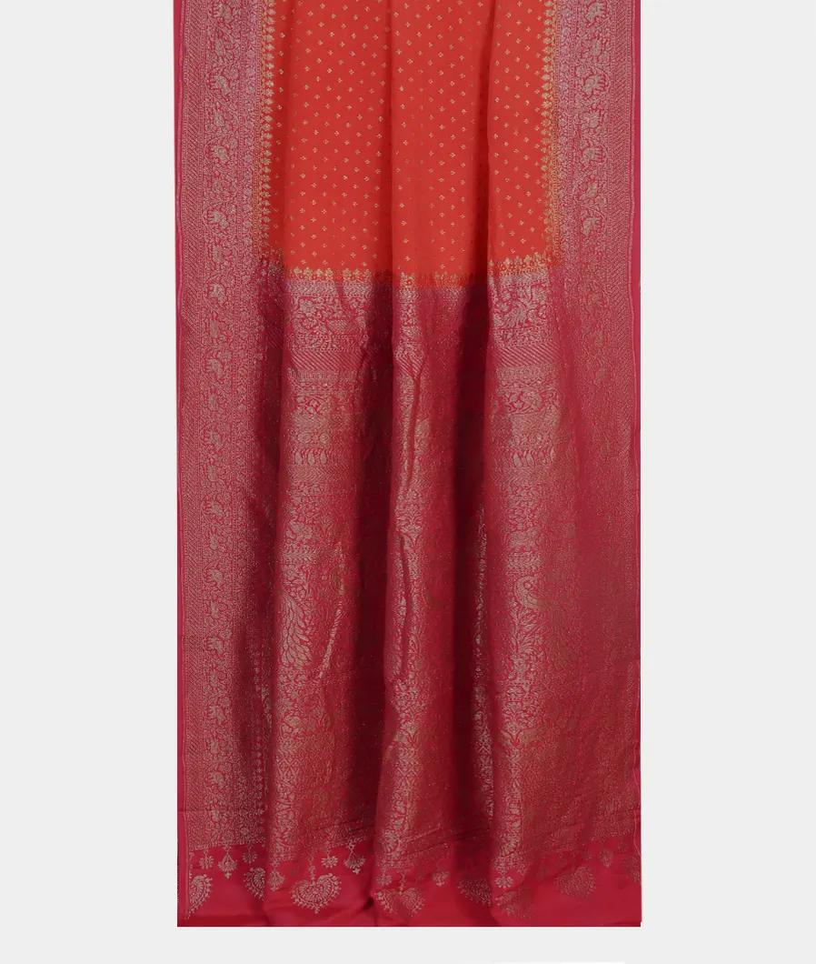 Orange Banaras Crepe Silk Saree T4595982