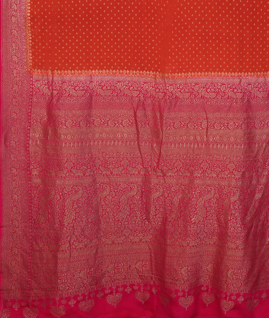 Orange Banaras Crepe Silk Saree T4595984