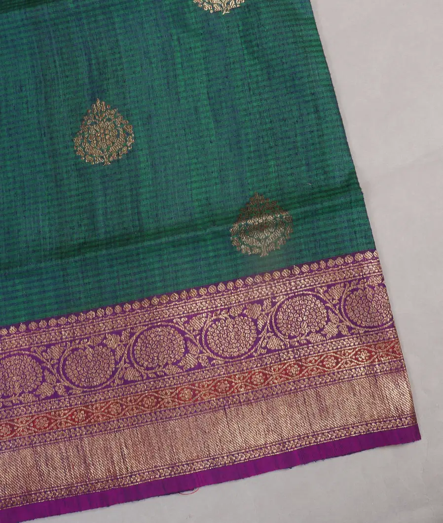 Peacock Green Banaras Tussar Saree T458061-image