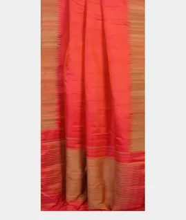 Orangish Pink Handwoven Kanjivaram Silk Saree T4578962