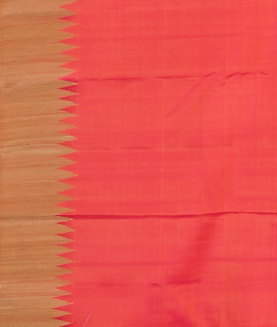Orangish Pink Handwoven Kanjivaram Silk Saree T4578963