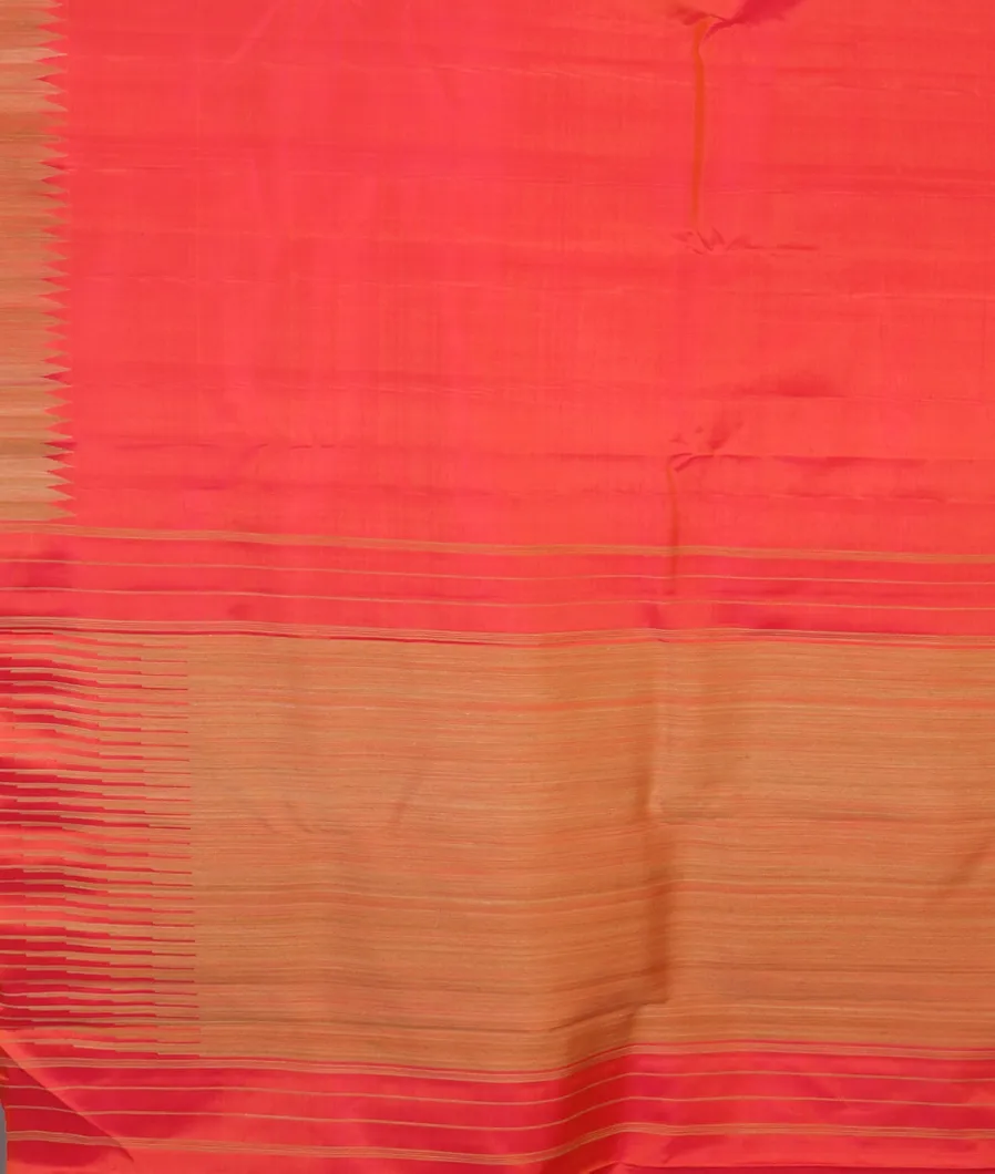 Orangish Pink Handwoven Kanjivaram Silk Saree T4578964