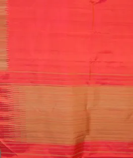 Orangish Pink Handwoven Kanjivaram Silk Saree T4578964