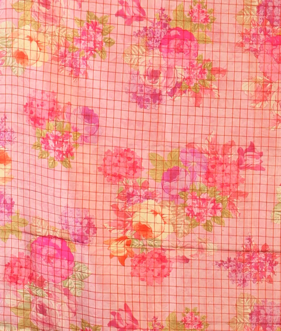 Orangish Pink Handwoven Kanjivaram Silk Saree T4578965