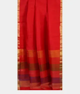 Red Woven Raw Silk Saree T4594202