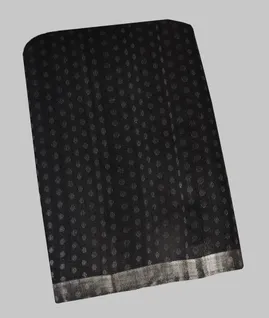 Black Woven Raw Silk Saree T4577881