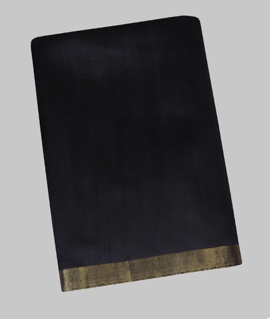 Black Woven Raw Silk Saree T459424-image