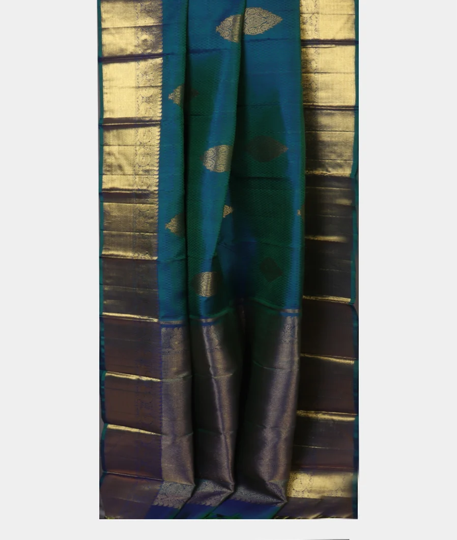 Peacock Blue Handwoven Kanjivaram Silk Saree T4489842