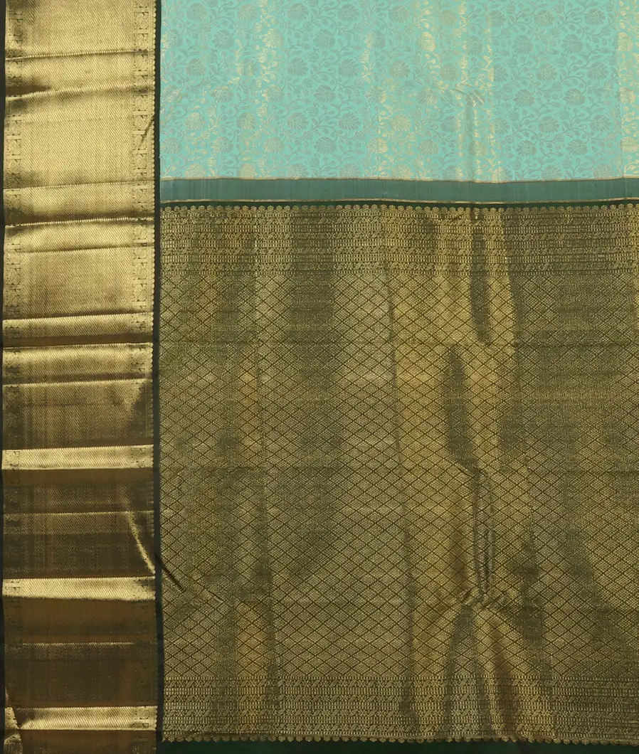 Green Handwoven Kanjivaram Silk Saree T3979234