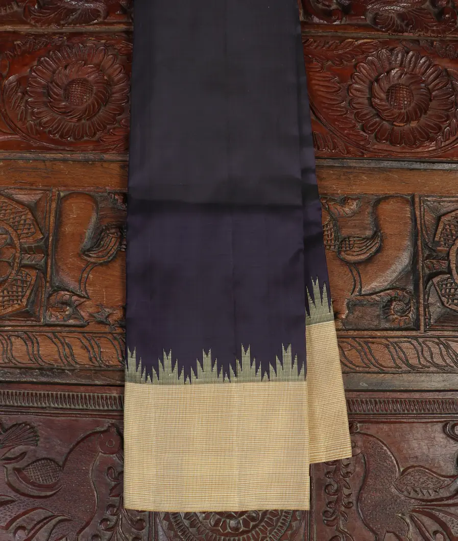 Midnight Blue Handwoven Kanjivaram Silk Saree T392200-image