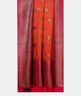 Orange Banaras Tussar Saree T4596422