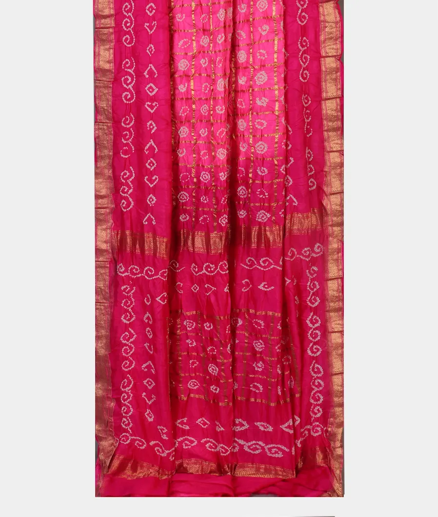 Pink Bandhani Chaniya Silk Saree T4600902