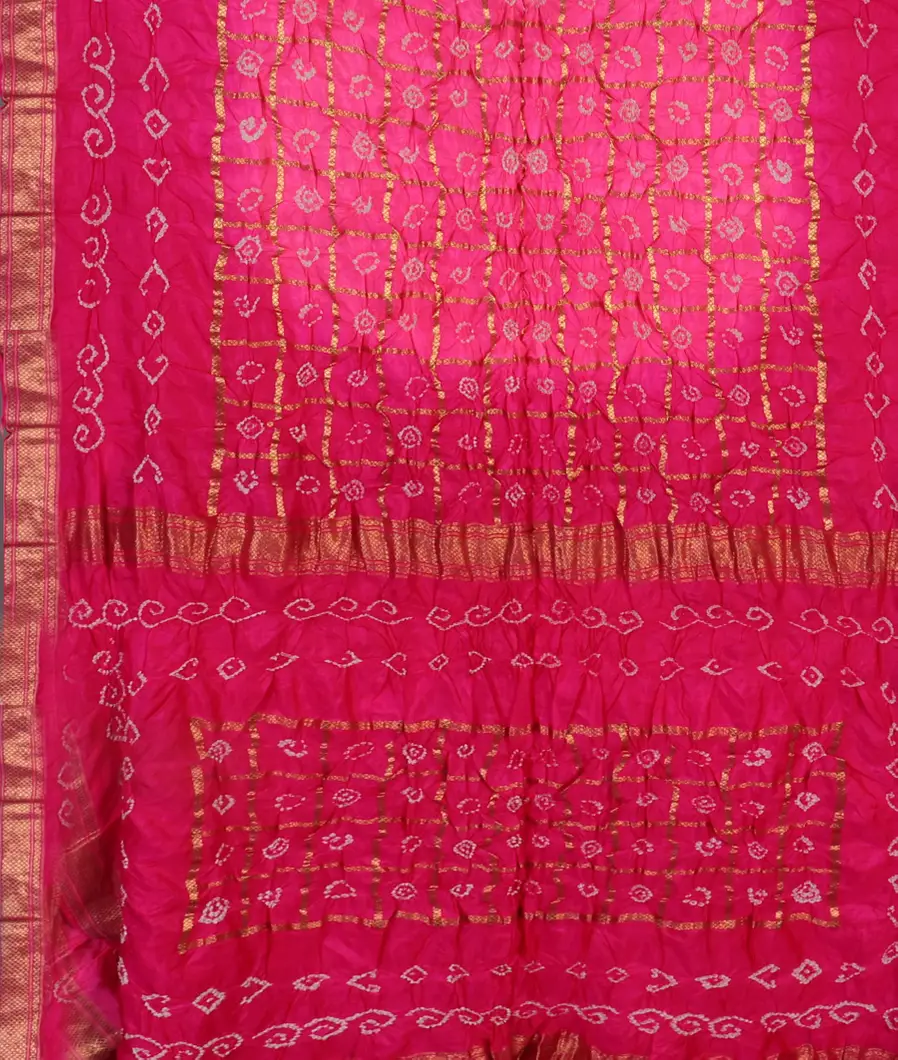 Pink Bandhani Chaniya Silk Saree T4600904