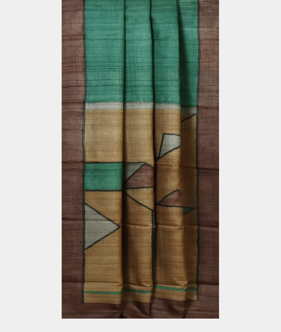 Green Tussar Printed Saree T4454622