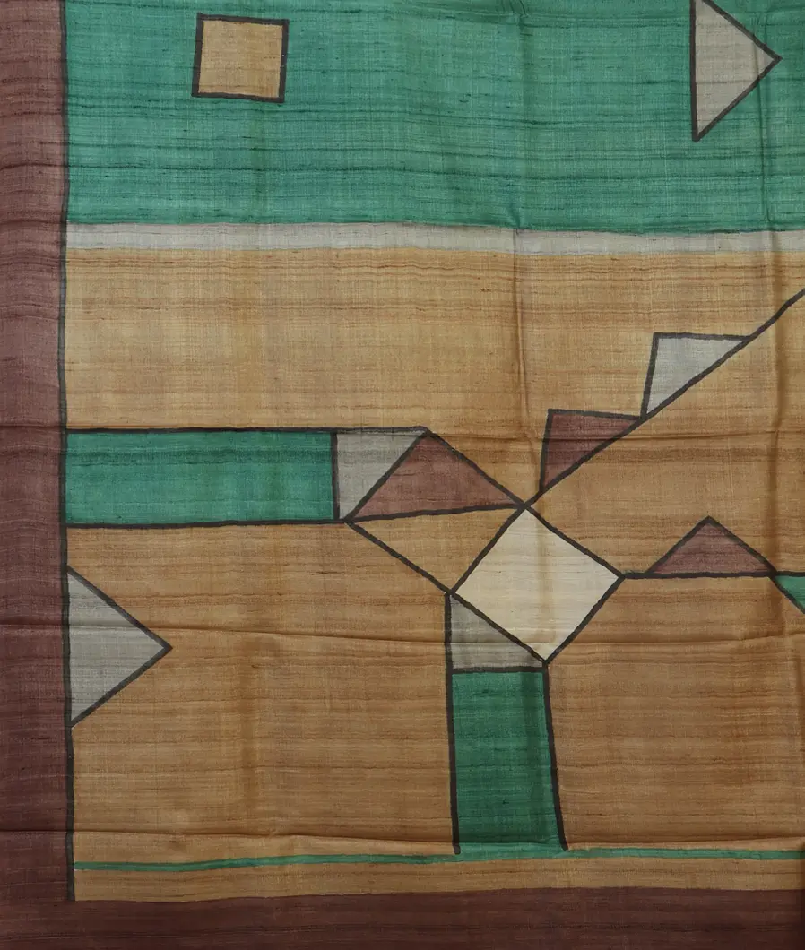 Green Tussar Printed Saree T4454624