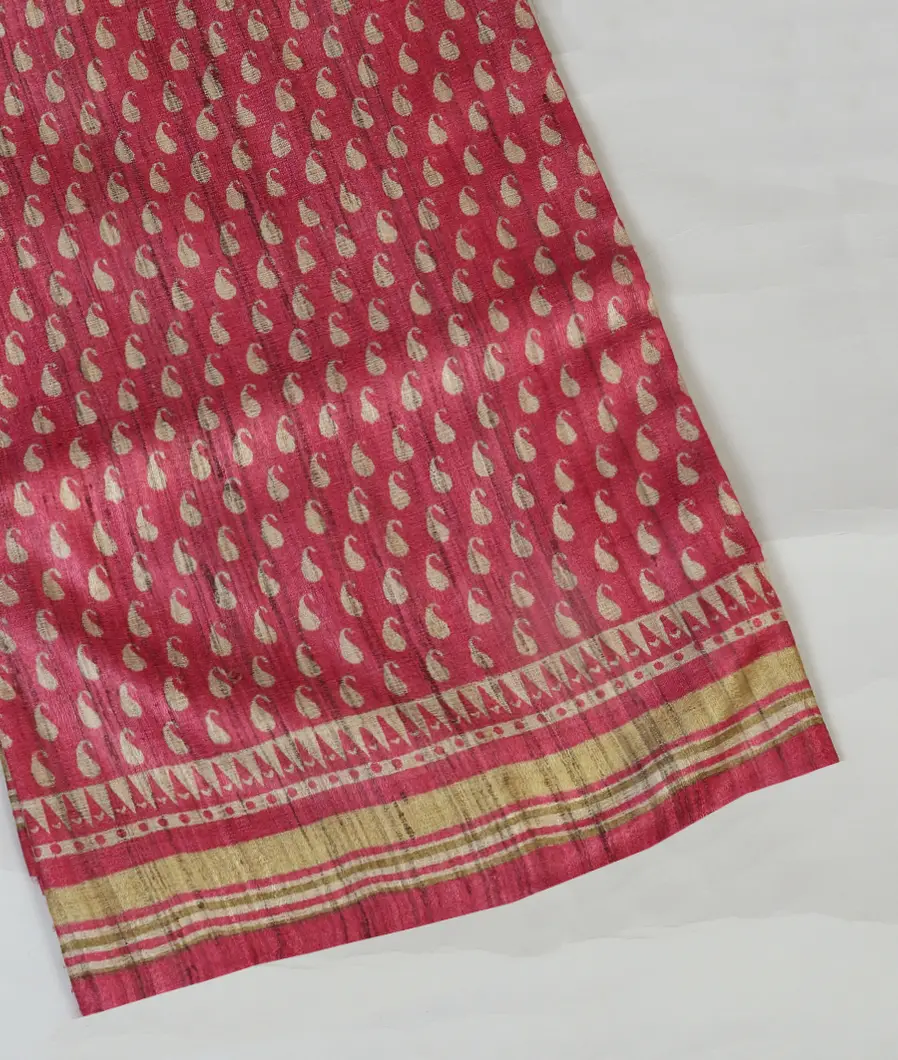 Pink Tussar Printed Saree T304247-image