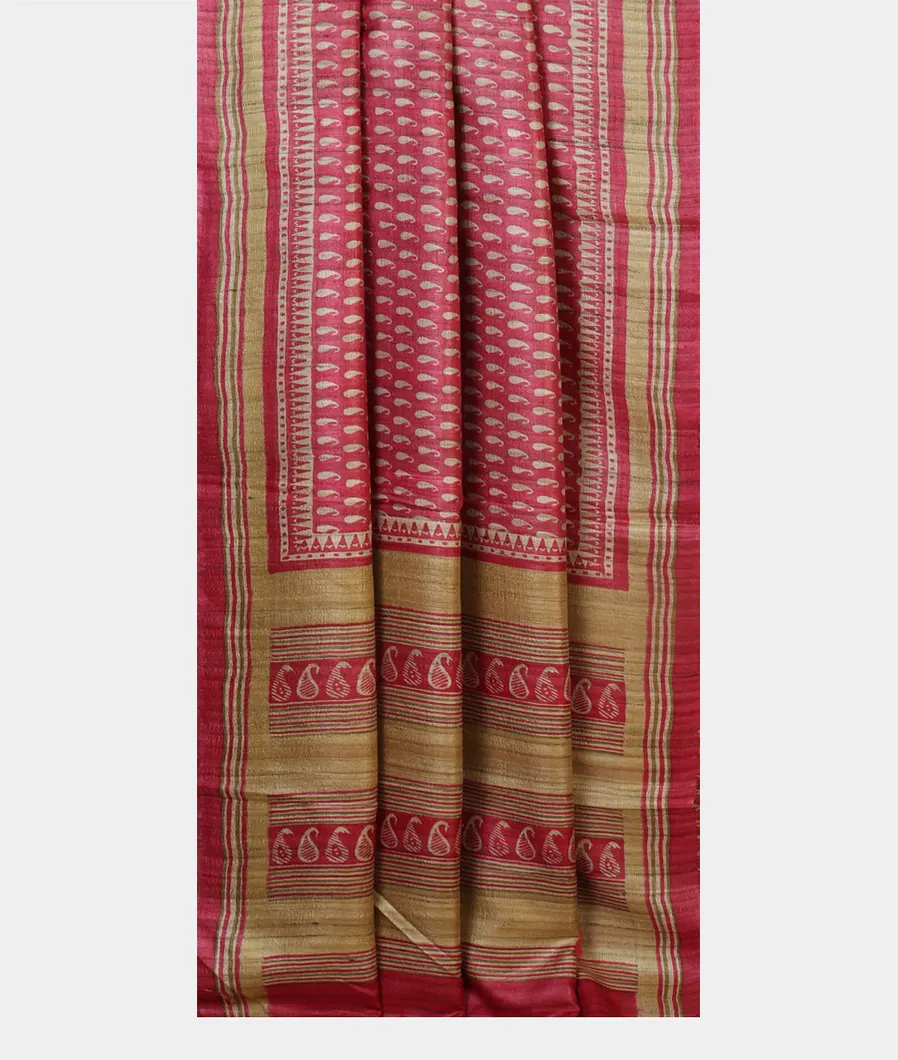Pink Tussar Printed Saree T3042472