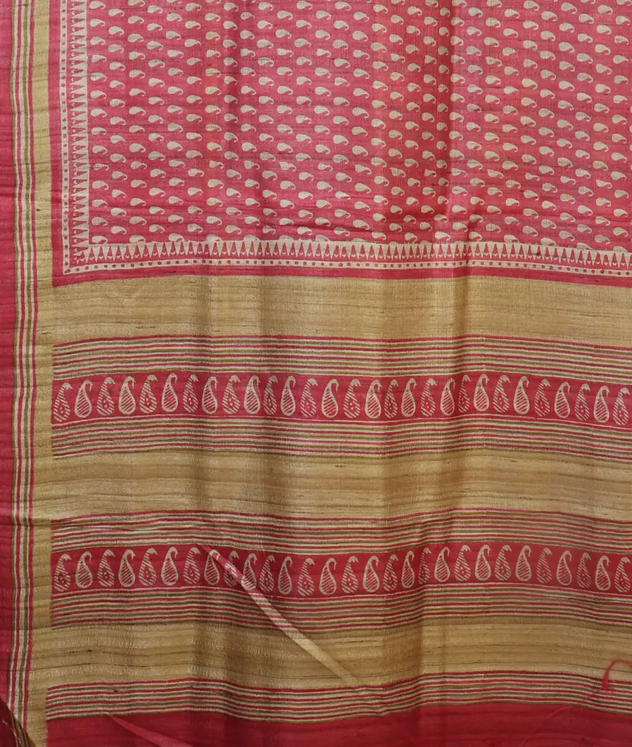 Pink Tussar Printed Saree T3042474