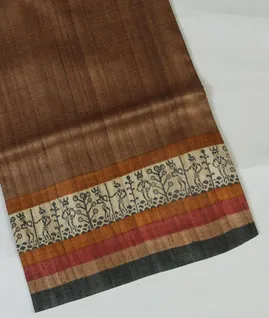 Brown Tussar Printed Saree T3042561