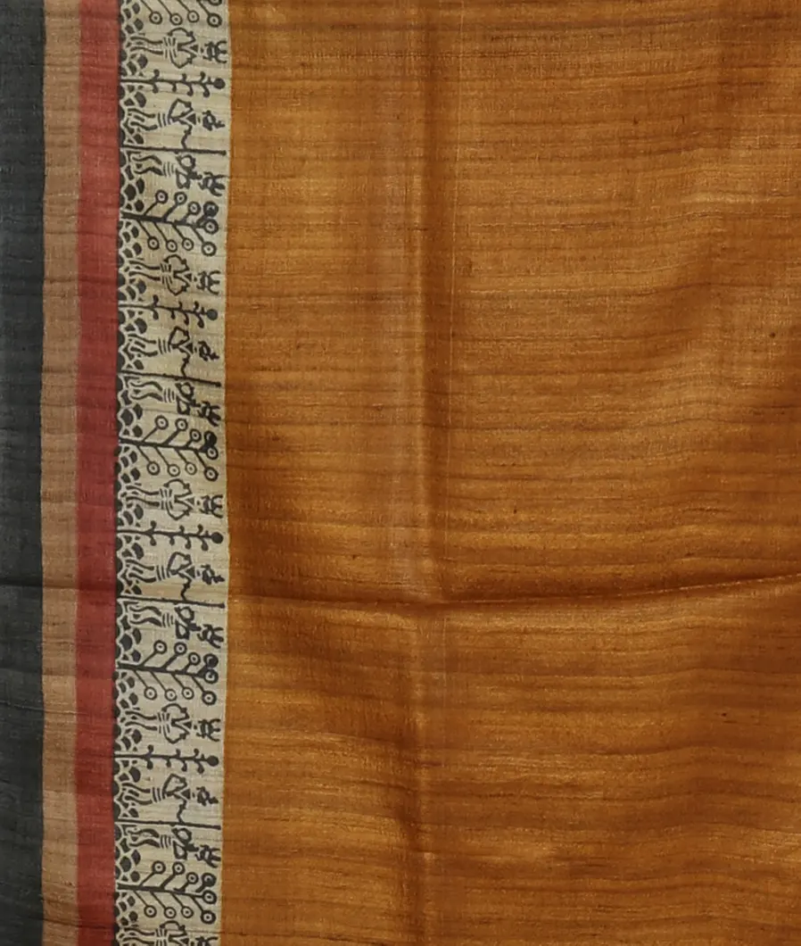 Brown Tussar Printed Saree T3042563