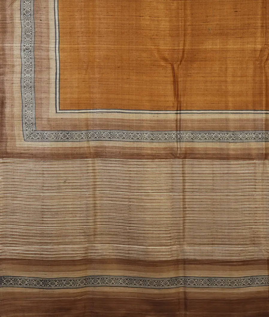 Mustard Yellow Tussar Printed Saree T3042624