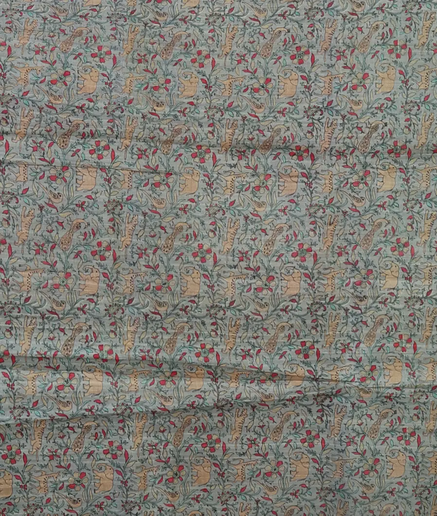 Red Tussar Embroidery Saree T4103313