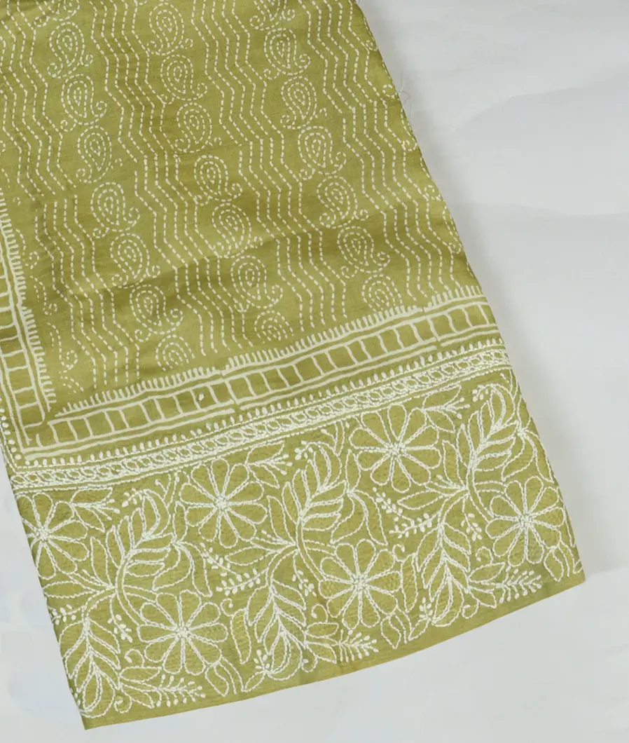 Green Tussar Embroidery Saree T460094-image