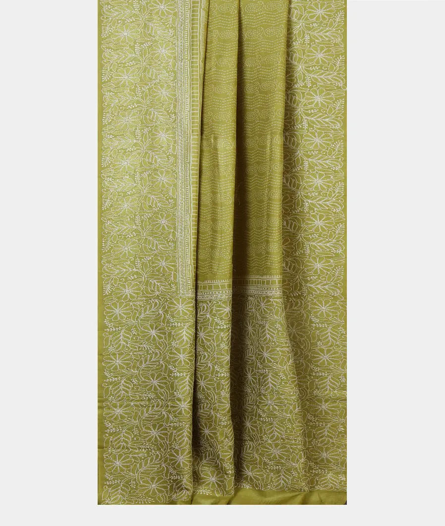 Green Tussar Embroidery Saree T4600942