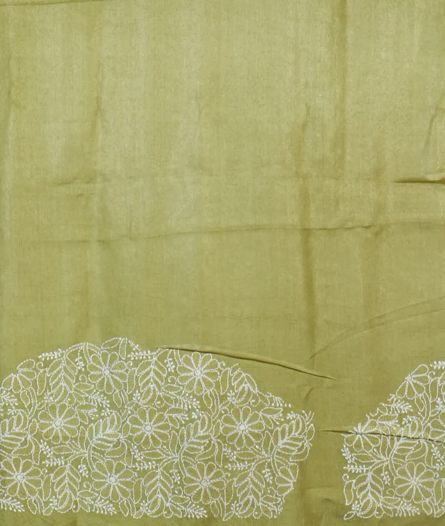 Green Tussar Embroidery Saree T4600943