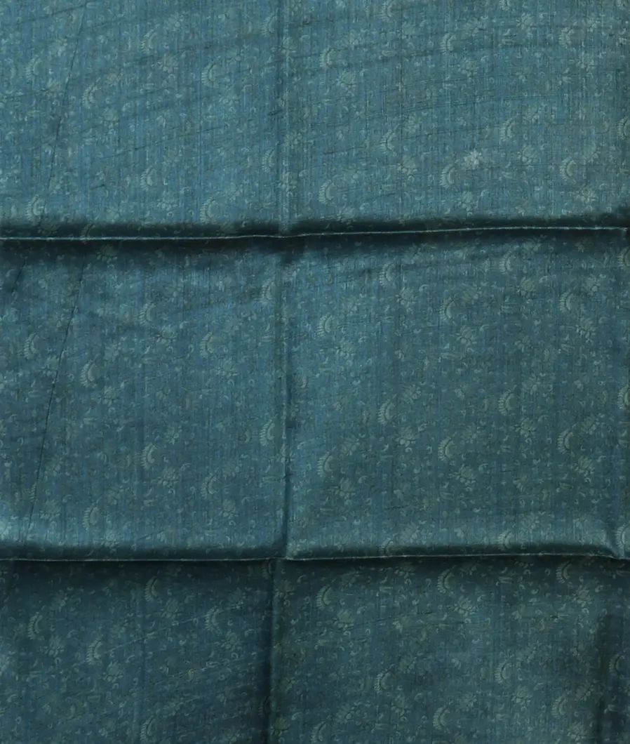 Blue Tussar Printed Saree T4320433