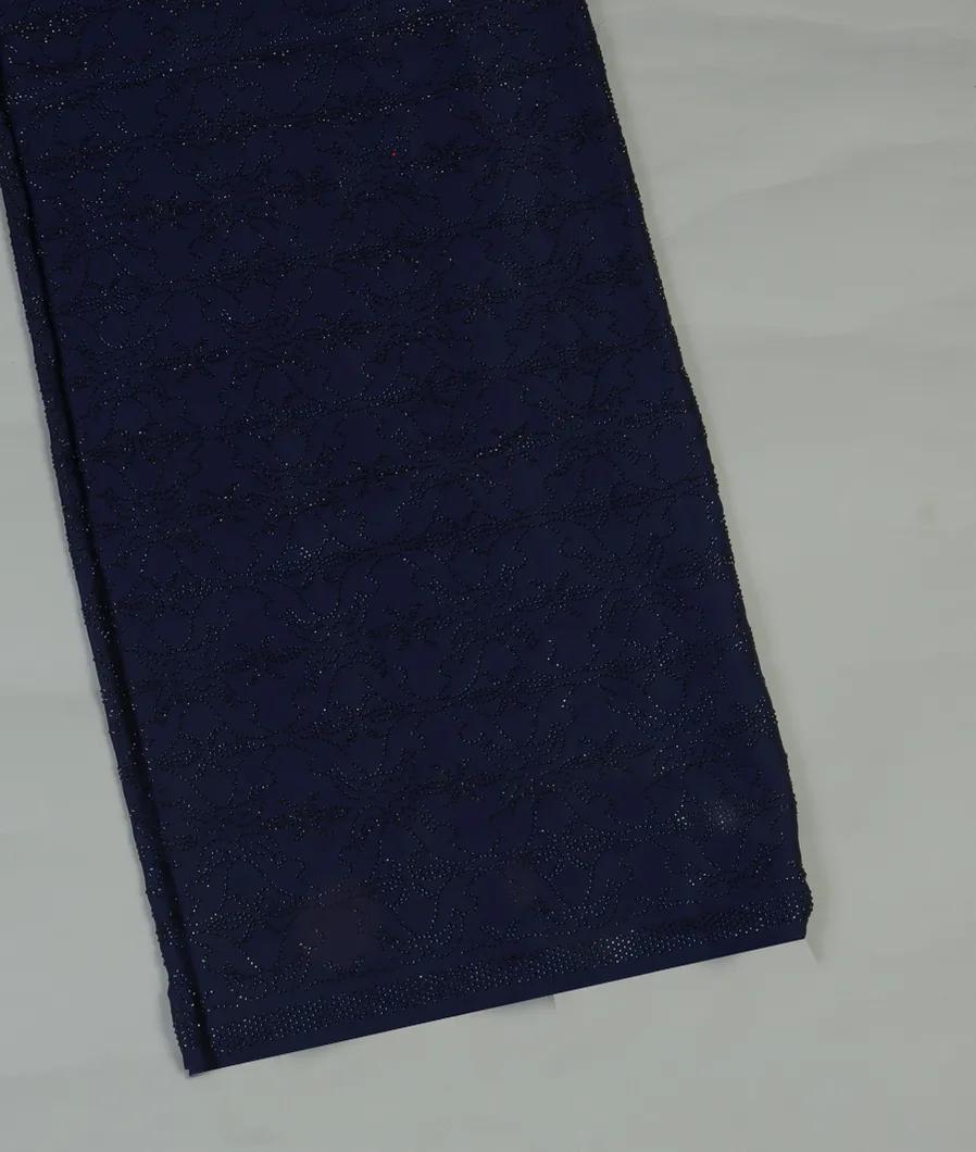 Blue Satin Crepe Silk Saree T452577-image
