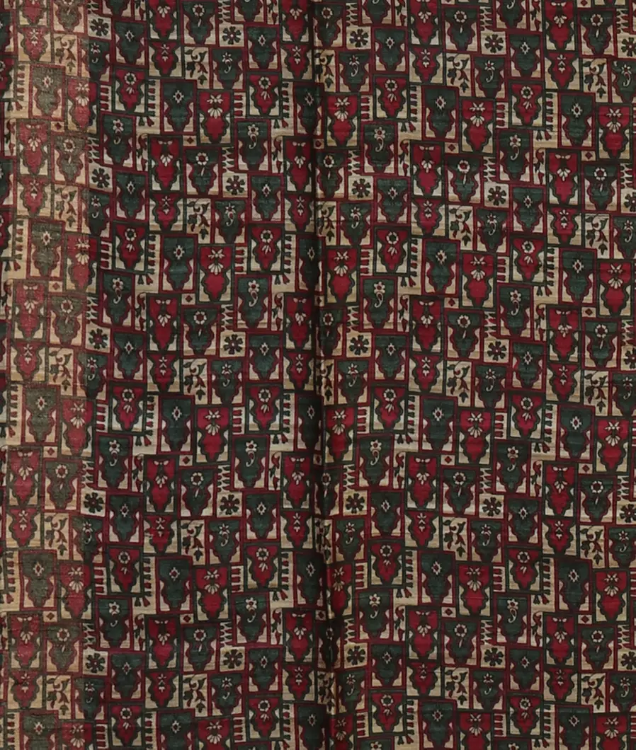 Green Tussar Printed Saree T4550123