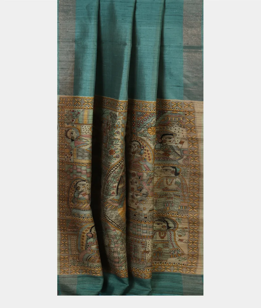 Blue Tussar Printed Saree T4550202