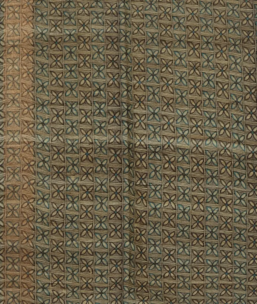 Blue Tussar Printed Saree T4550203