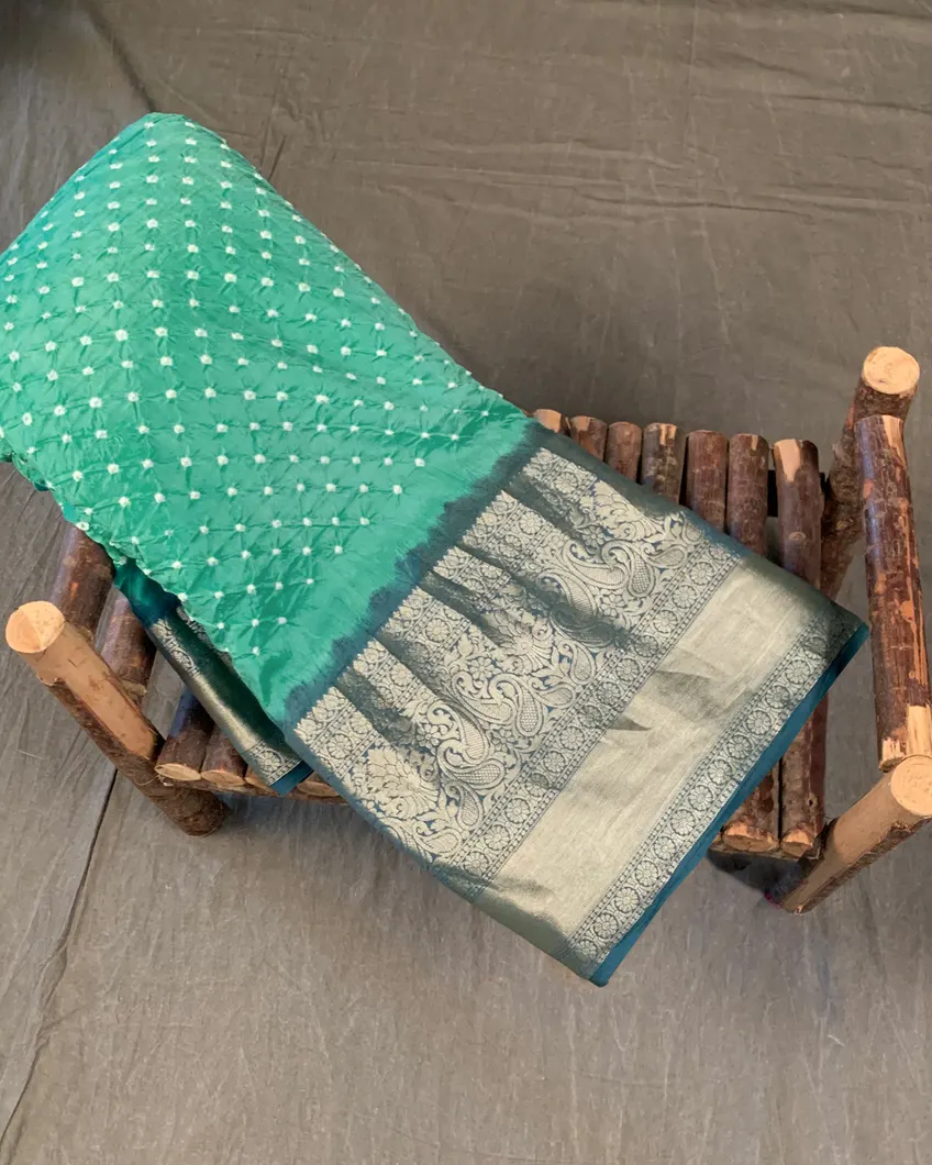 Green Bandhani Chaniya Silk Saree T419706-image