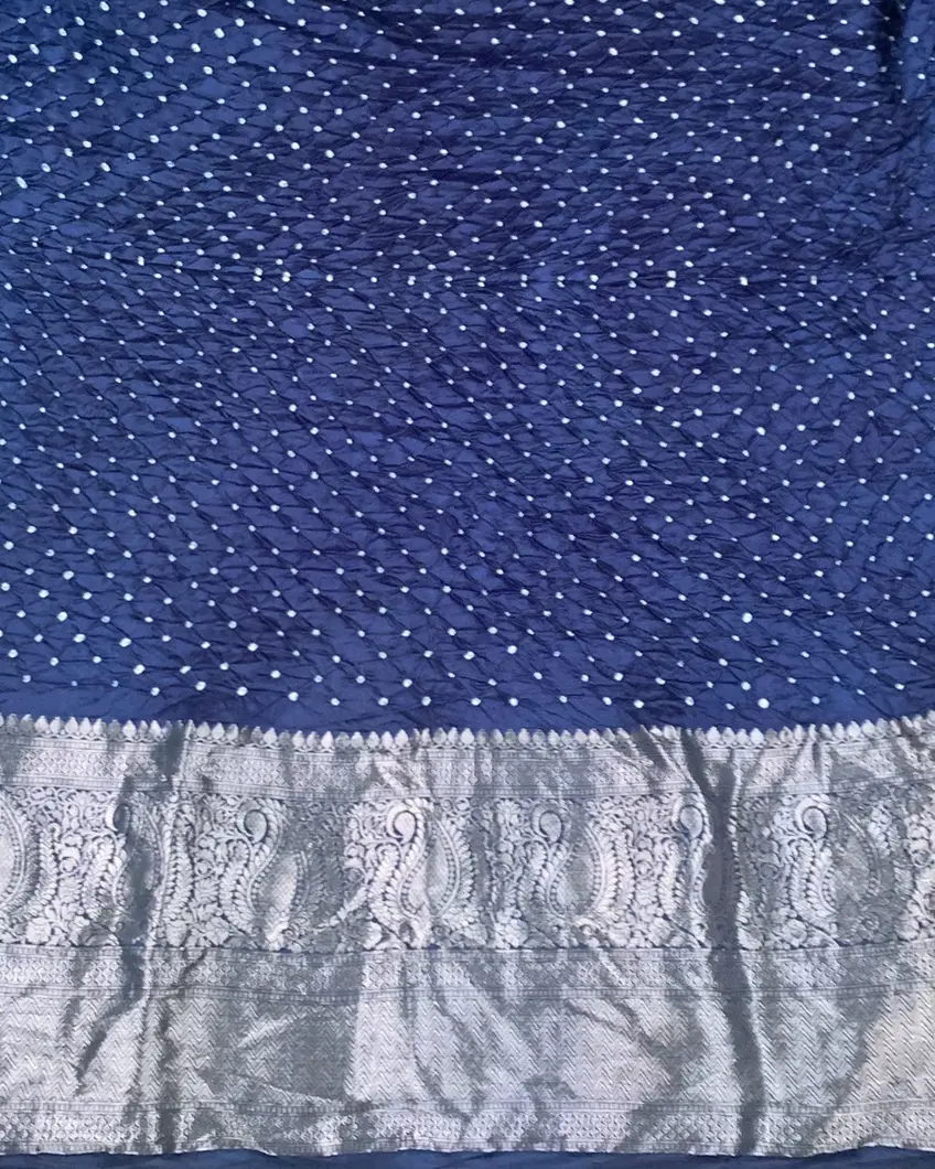 Blue Bandhani Chaniya Silk Saree T4525233
